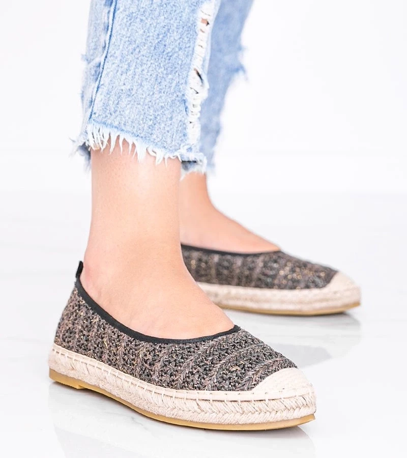 Gemre Espadrile maro cu fir auriu Zoey
