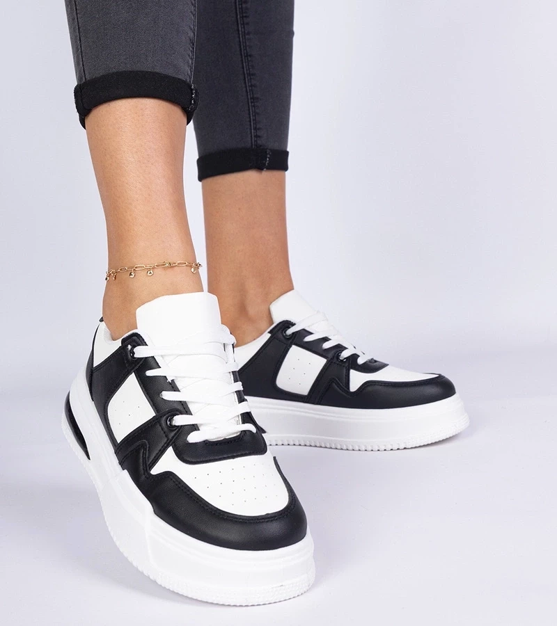 Gemre Adidași damă alb-negru cu talpă groasă Rossio