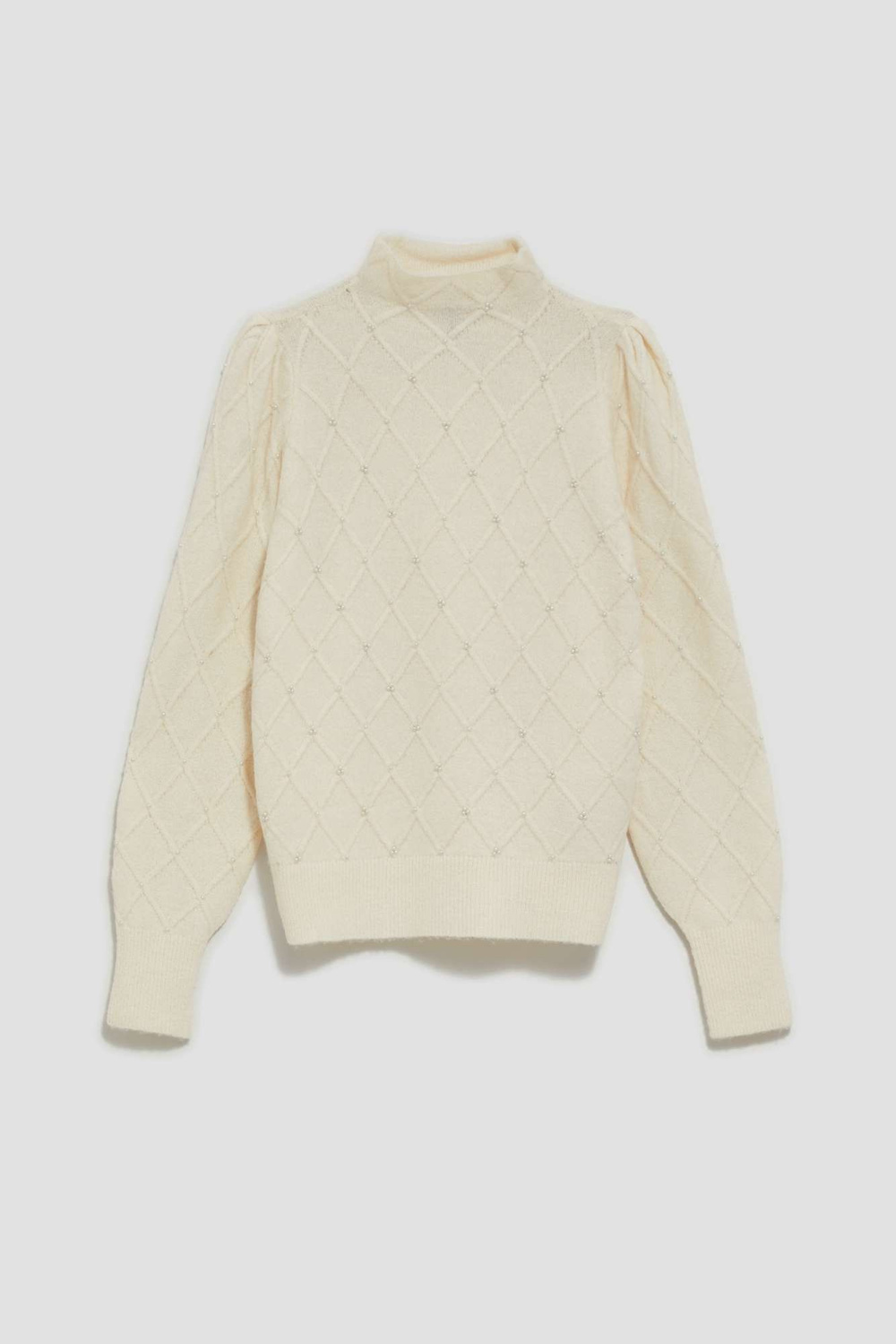 Turtleneck with geometric stitching