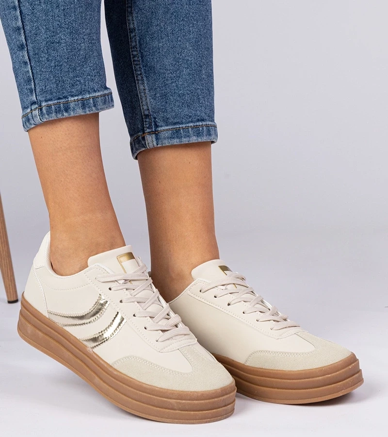 Gemre Adidași bej damă cu detalii aurii Melly