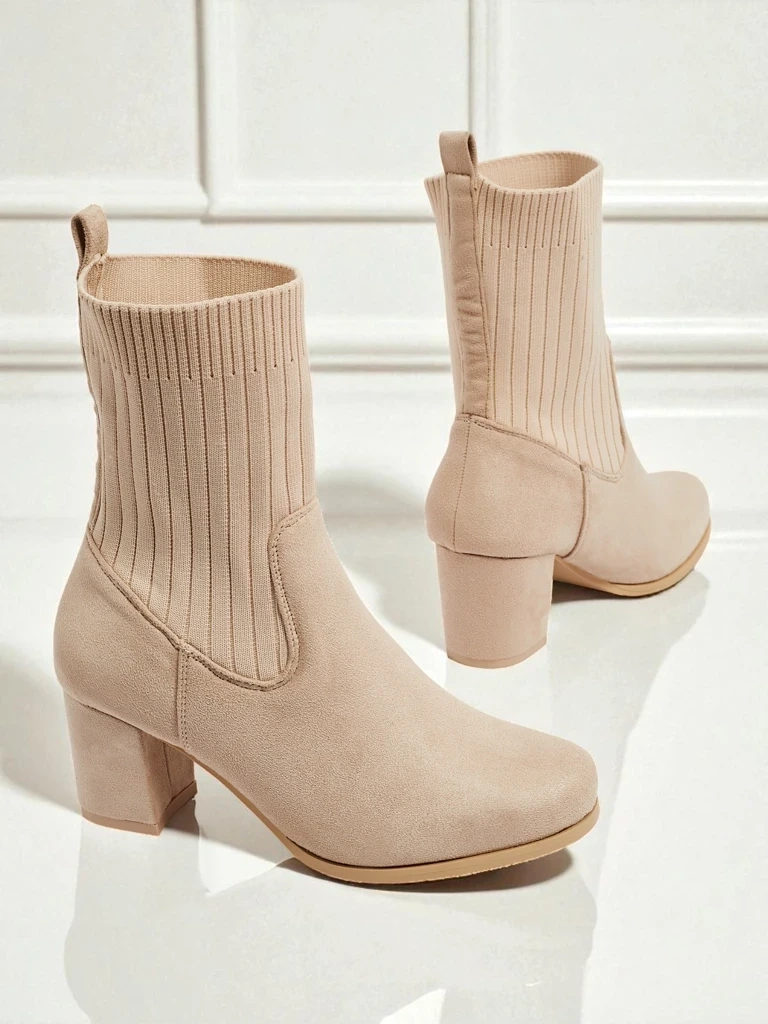 Resti Women's eco-suede heeled ankle boots with a sock-like insert LumenThorn