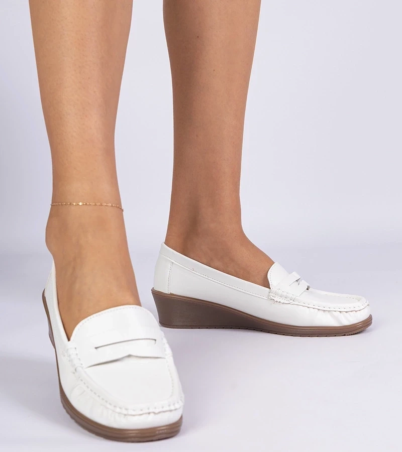 Gemre Mocasini albi de damă cu platformă Zorani