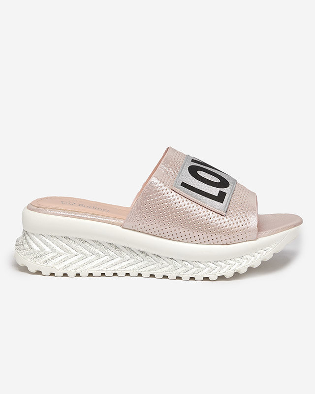 Dámske trblietavé šľapky Resti Pink
