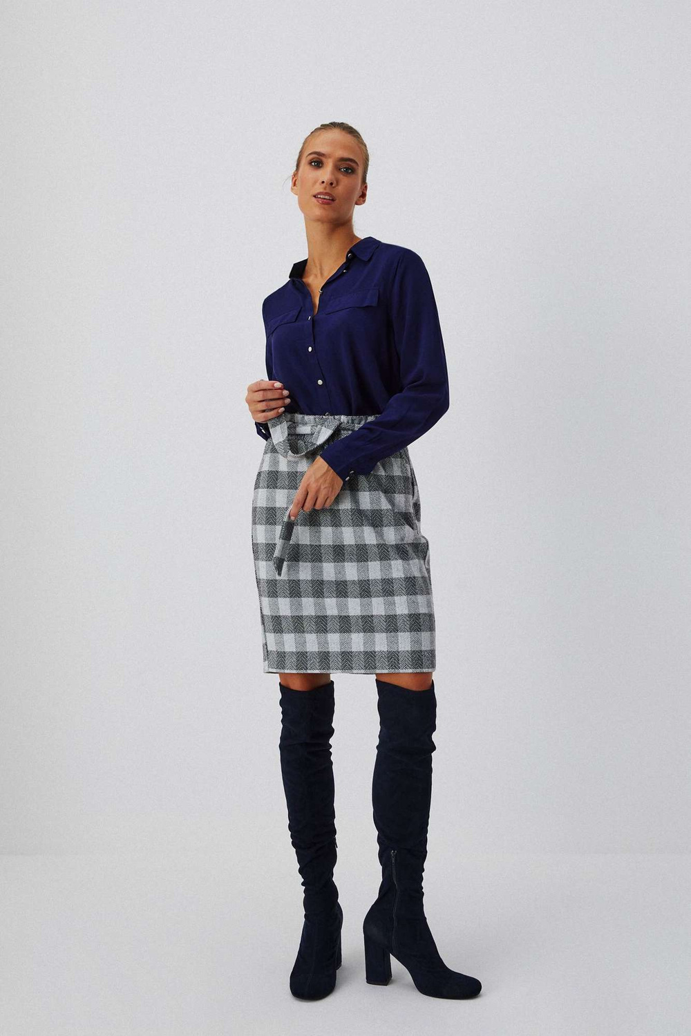 Marisse Pencil Skirt With Belt Z-Sc-3603 Grey