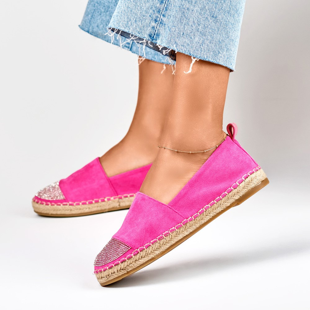 primohurt Różowe espadryle damskie z cekinowym noskiem