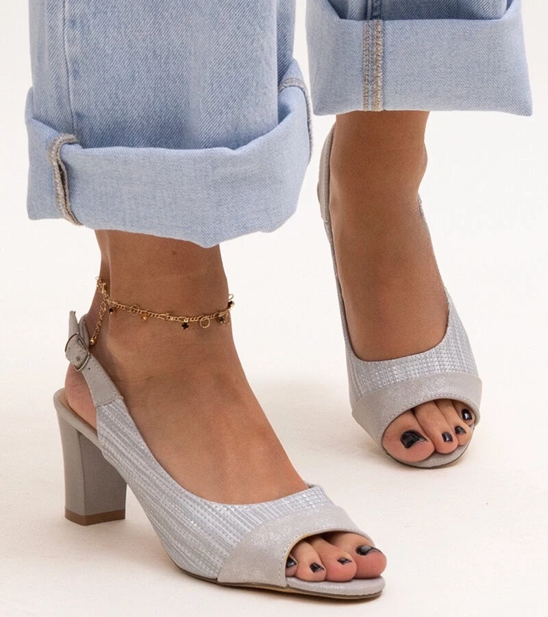 Gemre Sandale de argint cu insertie de piele Myrle