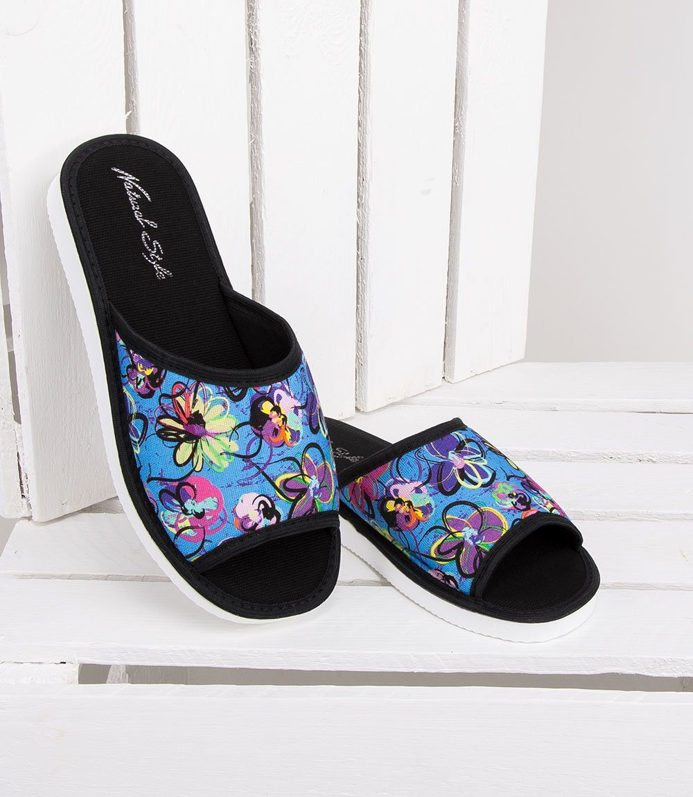 Дамски чехли NS-033 Черно-сини