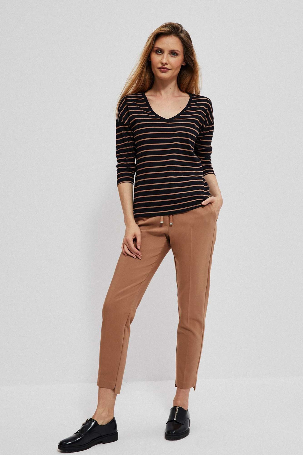 Pantaloni cu cravată - bej