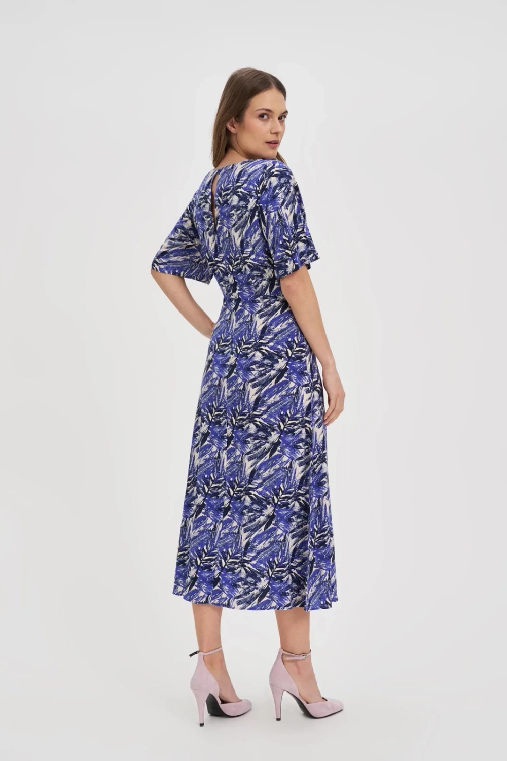 Marisse Navy Blue Viscose Midi Dress