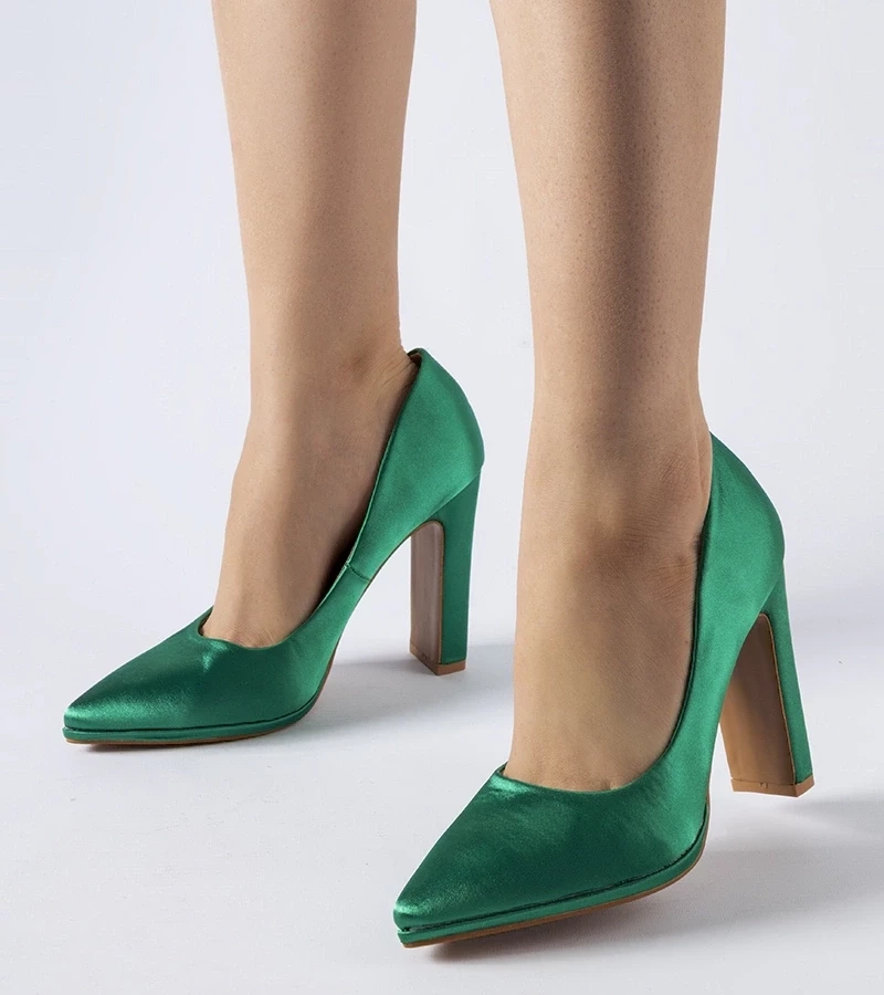 Gemre Pantofi verzi din satin cu toc Rivers