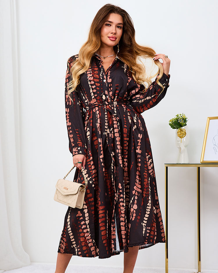 Resti Black and brown patterned women's maxi dress
