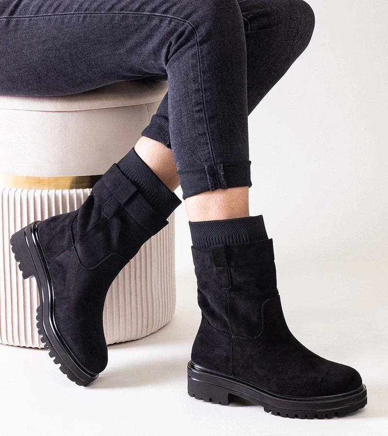 Gemre Botine negre cu șosetă Ralia.