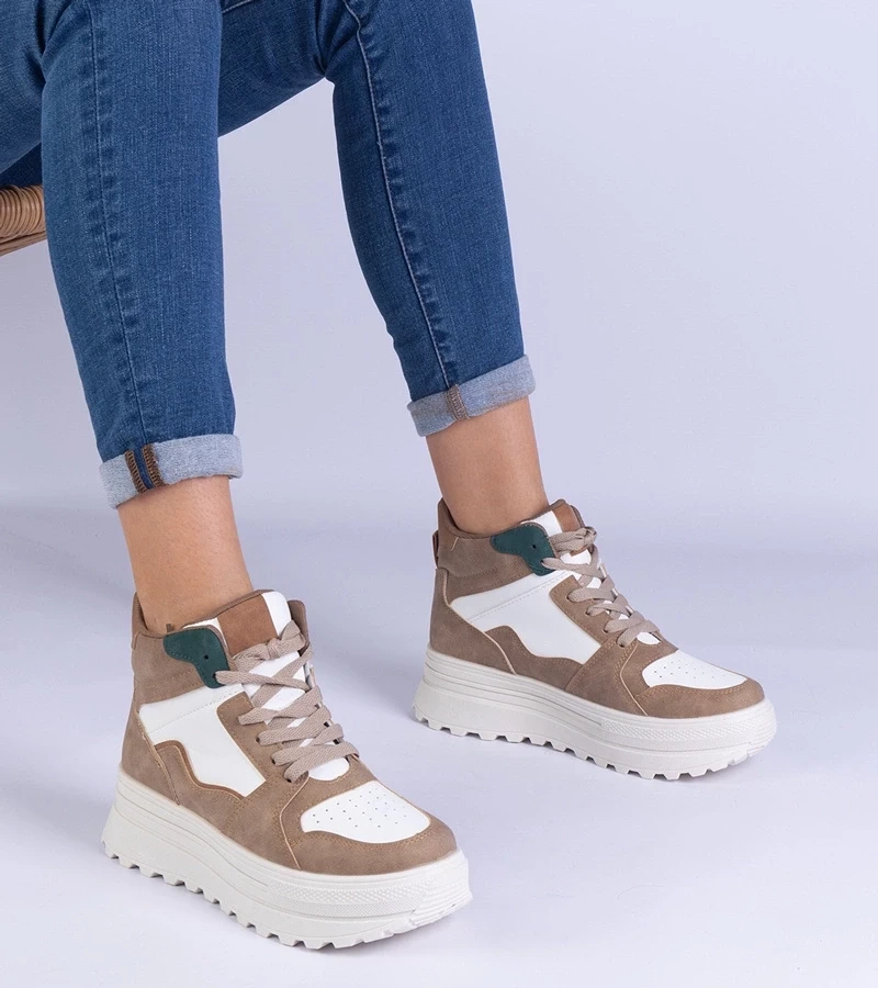 Gemre Adidași sport bej pentru femei pe platformă Sunline