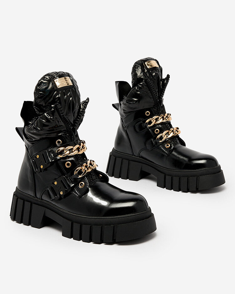 Resti Women&#039;s black boots with Ebidef chains