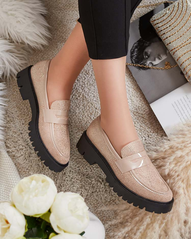 Resti Women&#039;s moccasins with zircons Shineshine