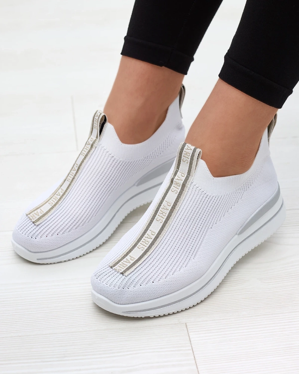 Resti Women's slip-on sports shoes with lettering in white Cerppa- Footwear
