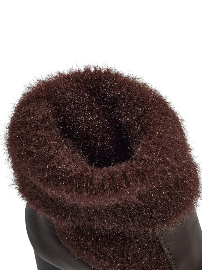 Dámske členkové čižmy s podpätkom a pleteným detailom