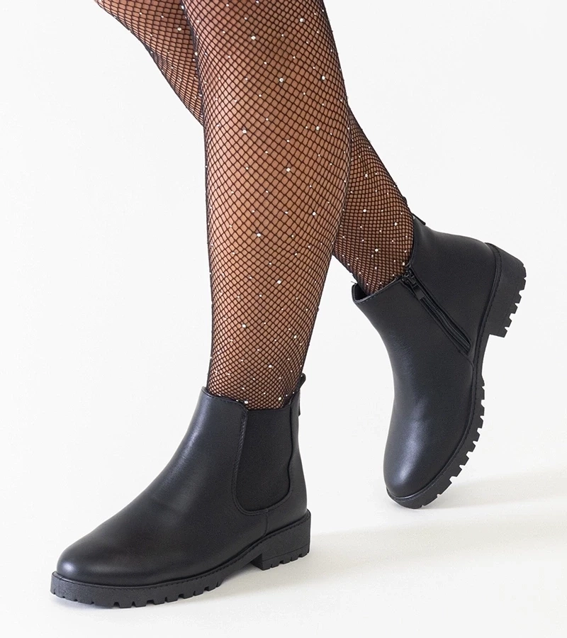 Gemre Botine casual clasice negre din piele ecologică Salara.