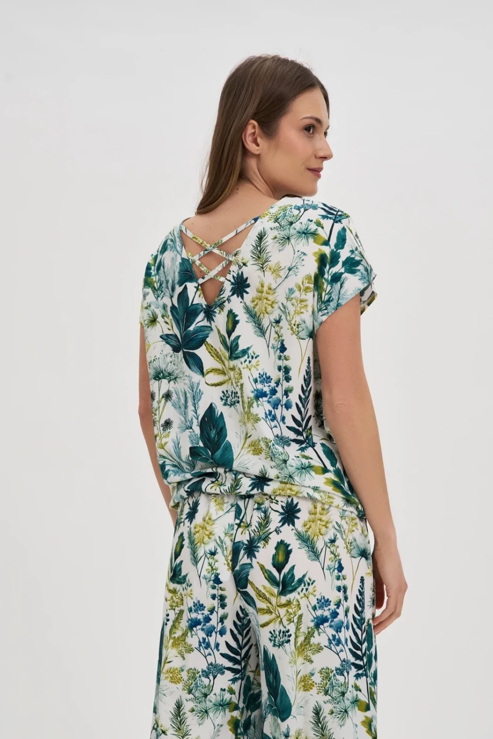 Marisse White Floral Pattern Shirt