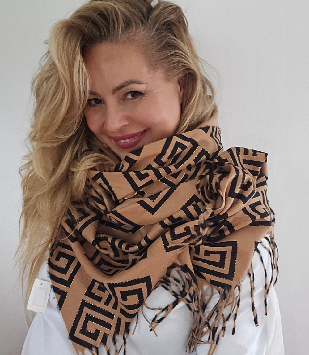 Pri Scarf Scarf Stylish warm Geometric pattern soft smooth 180x70 cm
