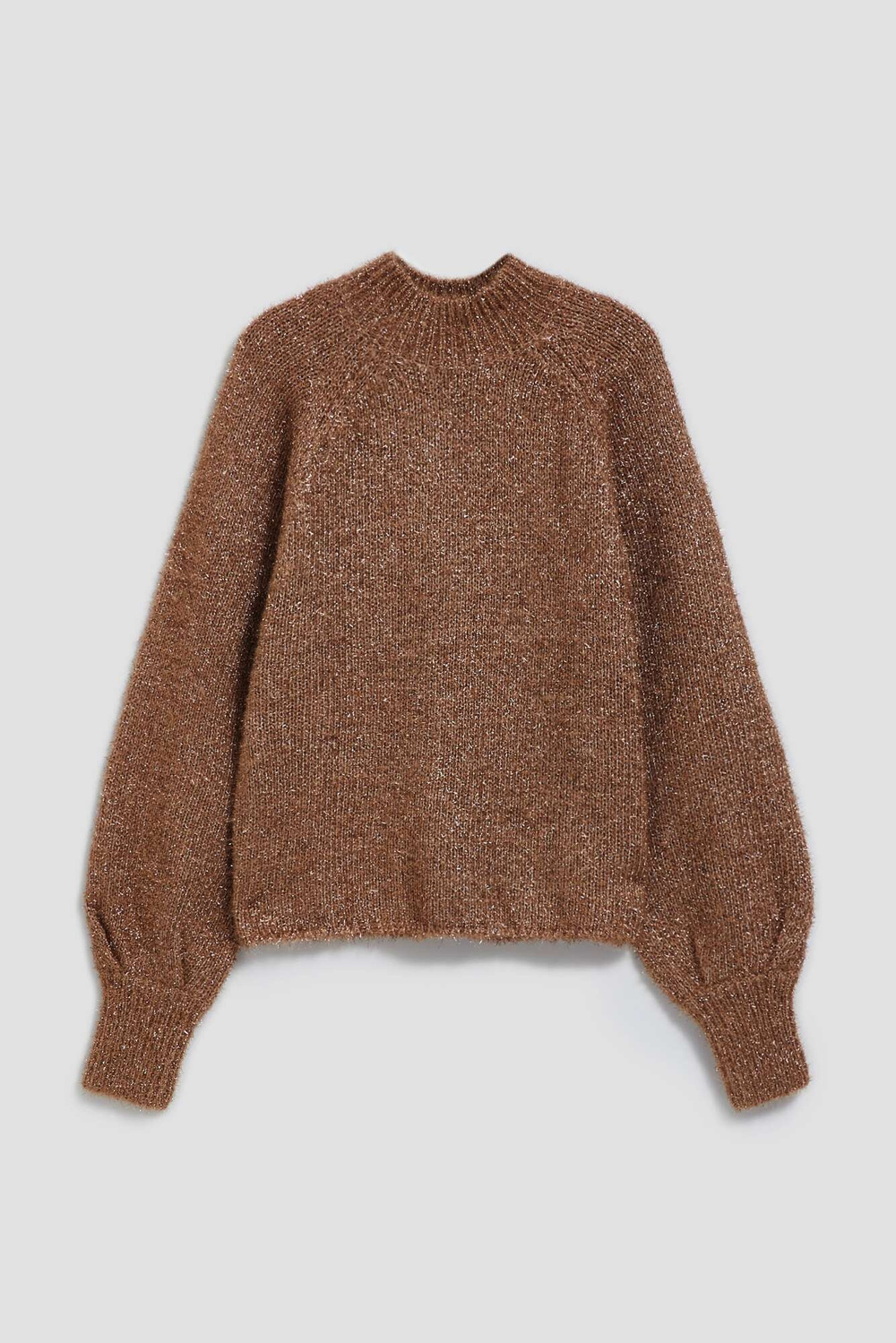 Turtleneck sweater decorated with metallic thread