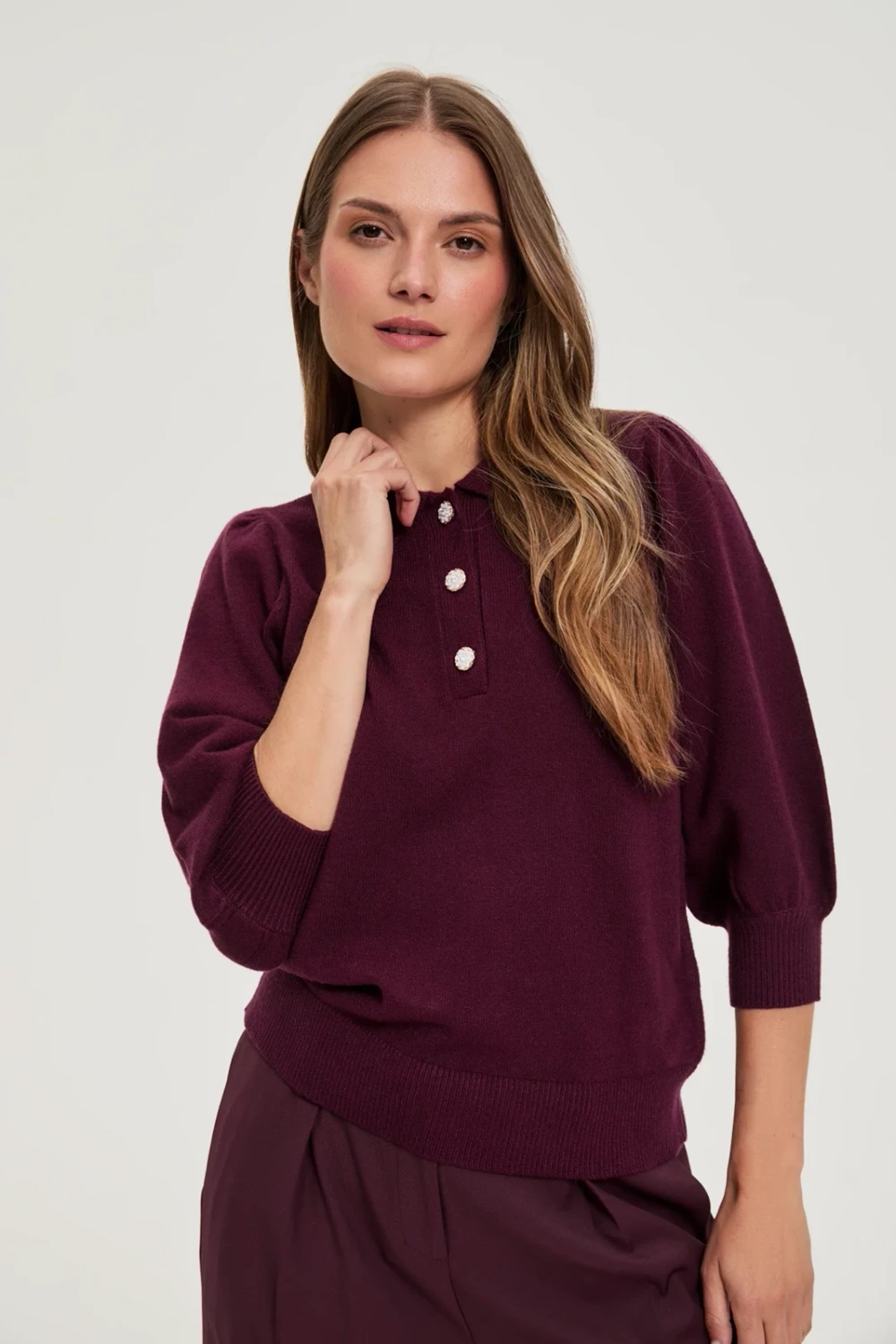 Marisse WOMEN'S SWEATER Z-SW-4811 BURGUNDY