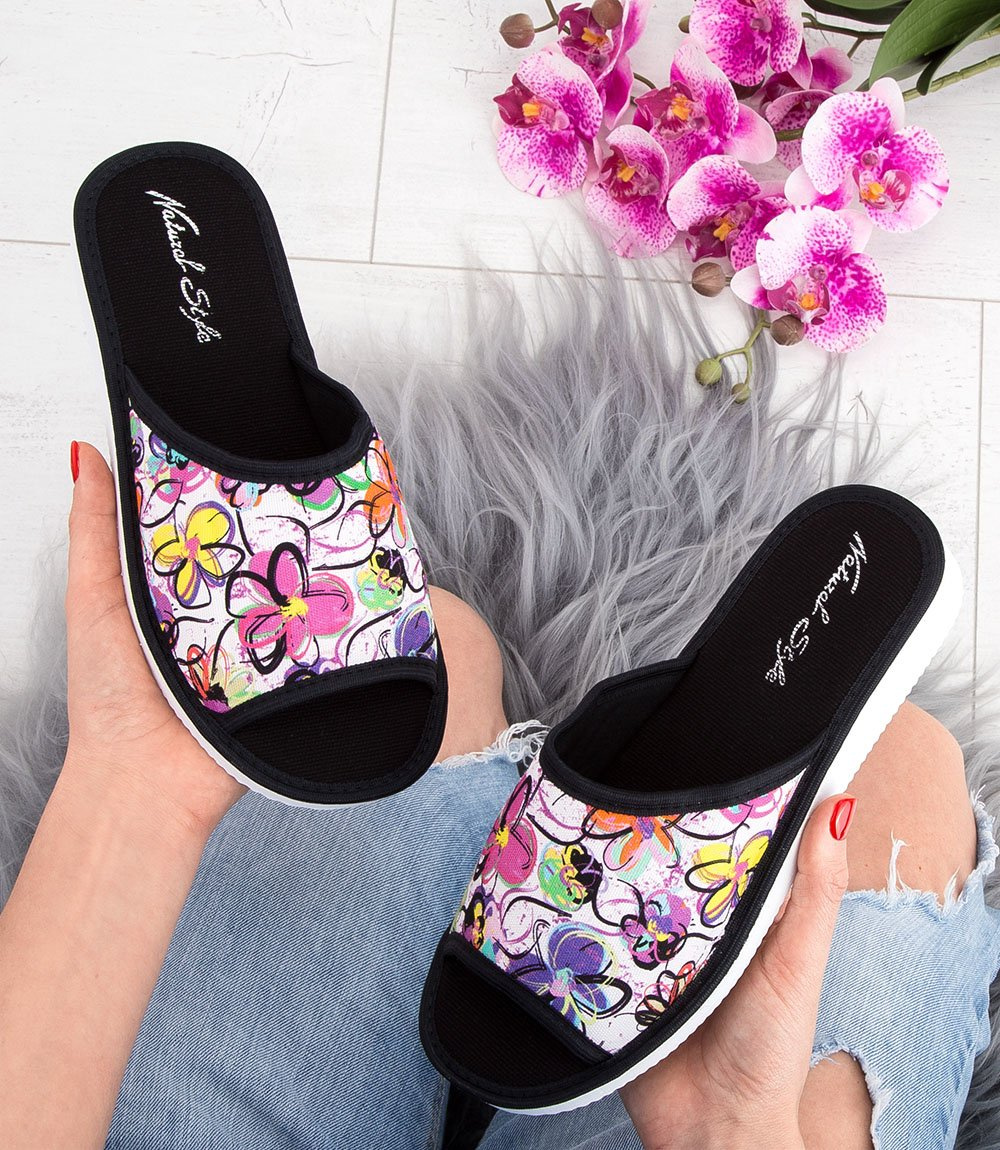 Дамски чехли Natural Style NS-033 черно-бели