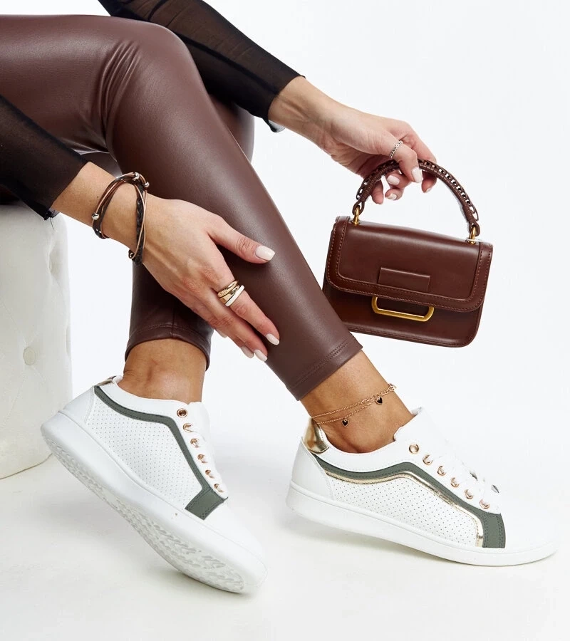 Gemre Sneakers albi-verzi pe platforma Amala