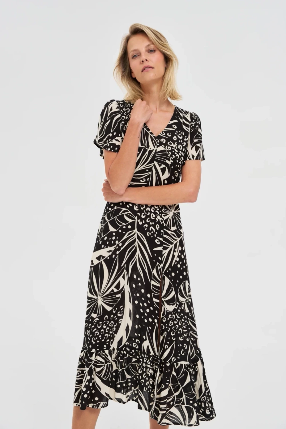 Marisse Viscose Dress With A Pattern, Black
