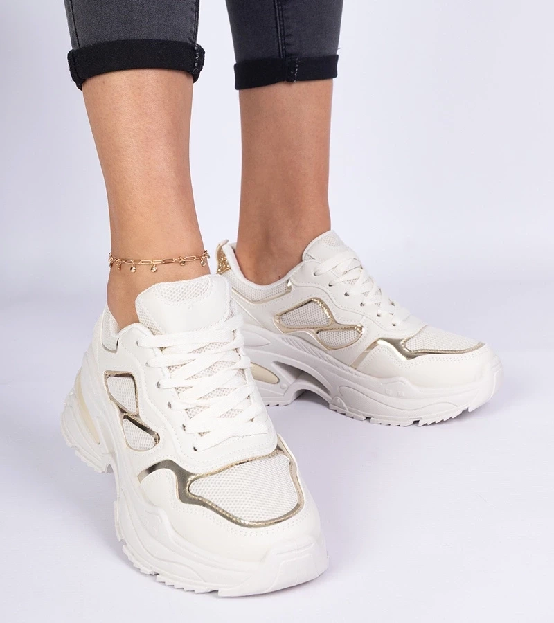 Gemre Adidași bej pentru femei decorați cu sclipici Sandoria