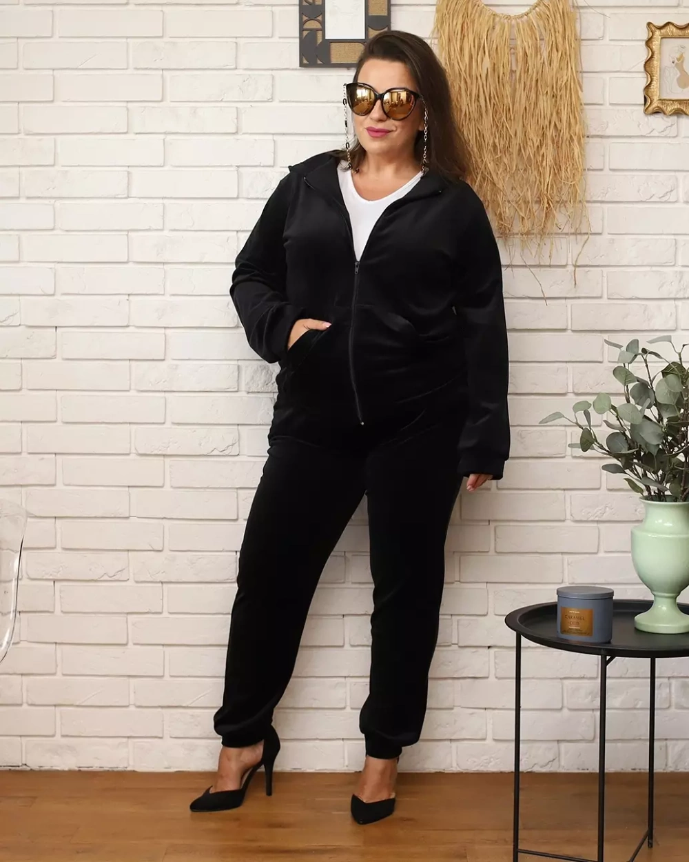 Resti Black women's tracksuit set PLUS SIZE