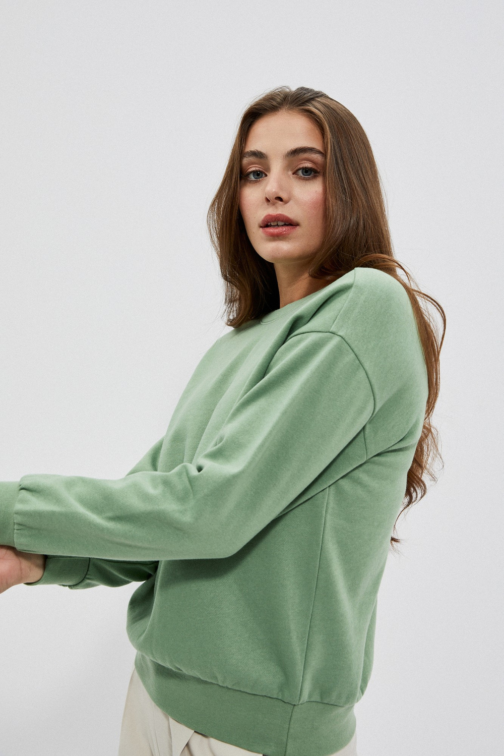 Marisse Womens Sweatshirt L-Bl-4001 Olive