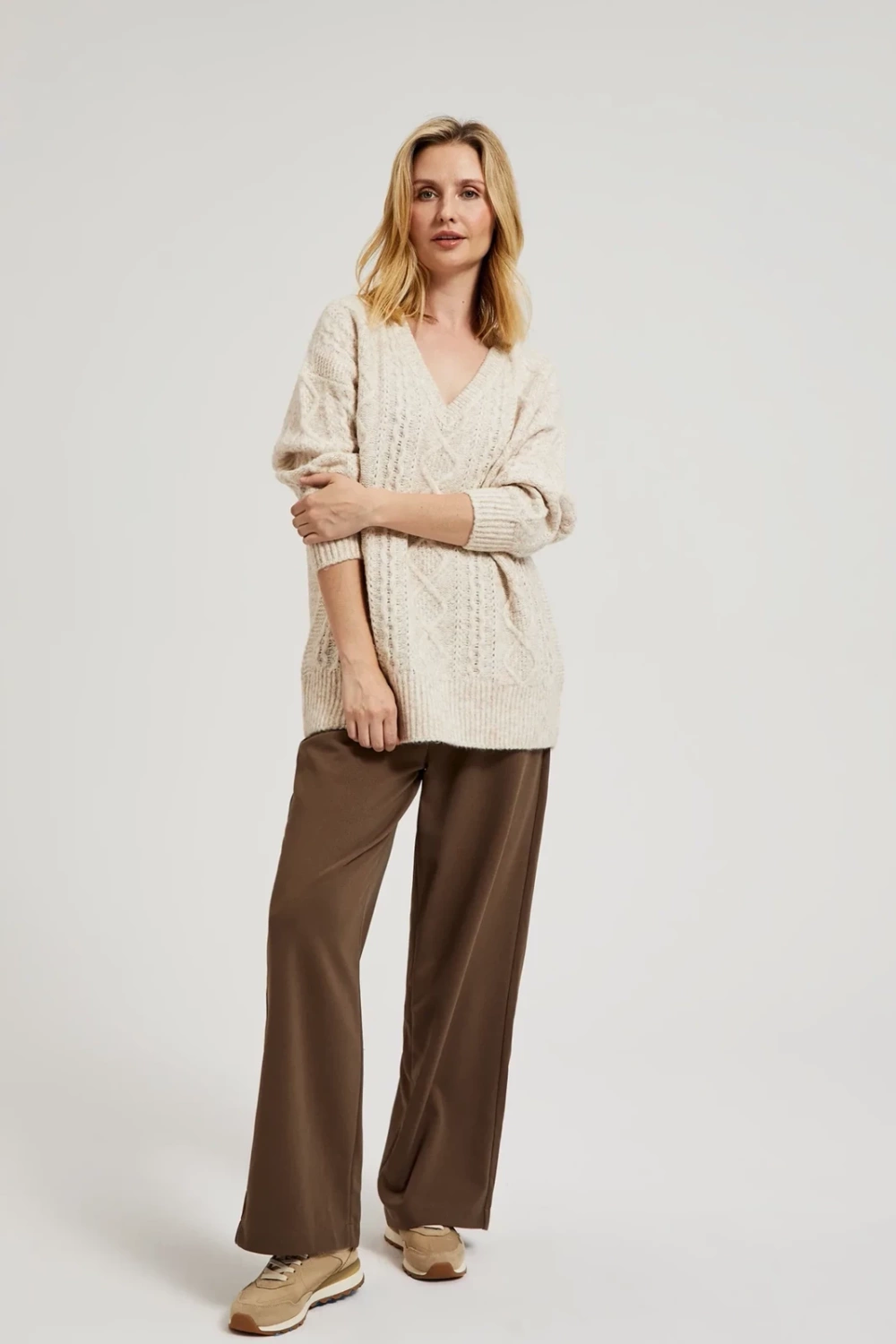 Marisse Women&#039;s Sweater Z-Sw-4536 L.Beige Mel