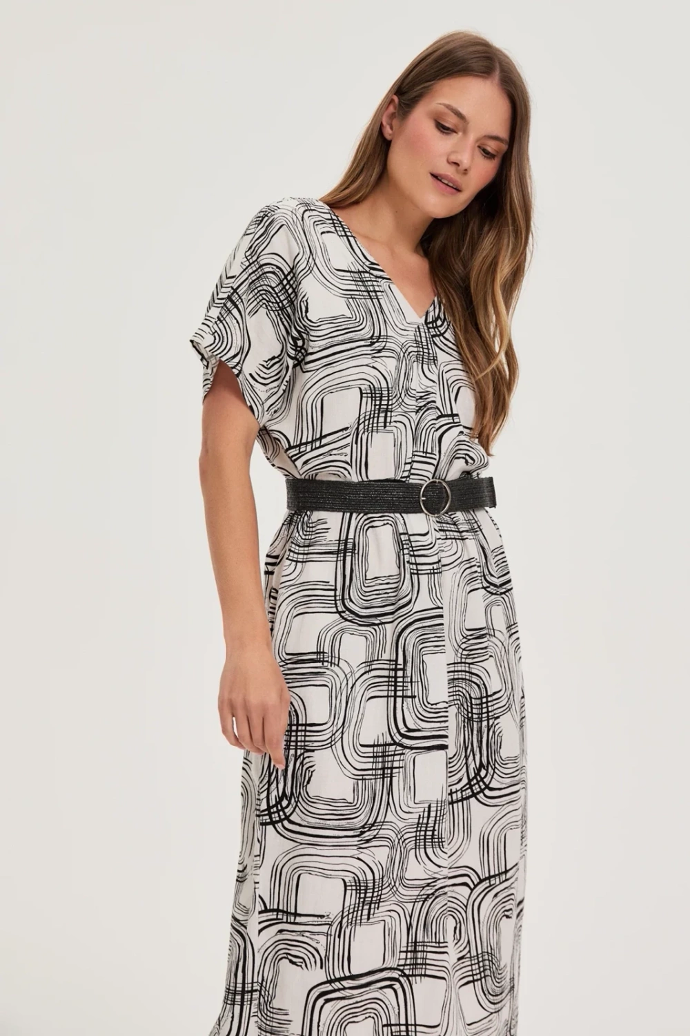 Marisse Viscose And Linen White Dress