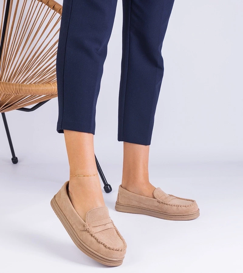 Gemre Mocasini bej pentru femei din piele ecologică Sevilia