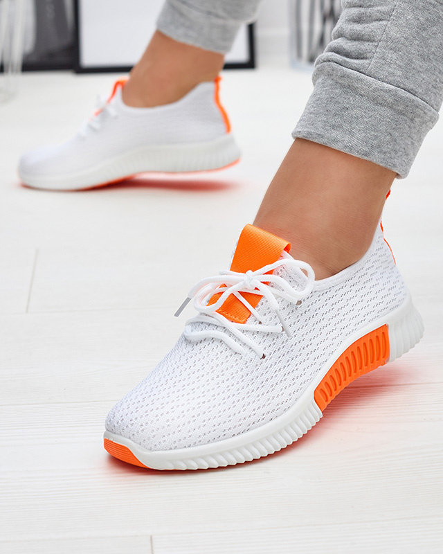 Resti White women&#039;s sports shoes with orange inserts Kedeti - Footwear