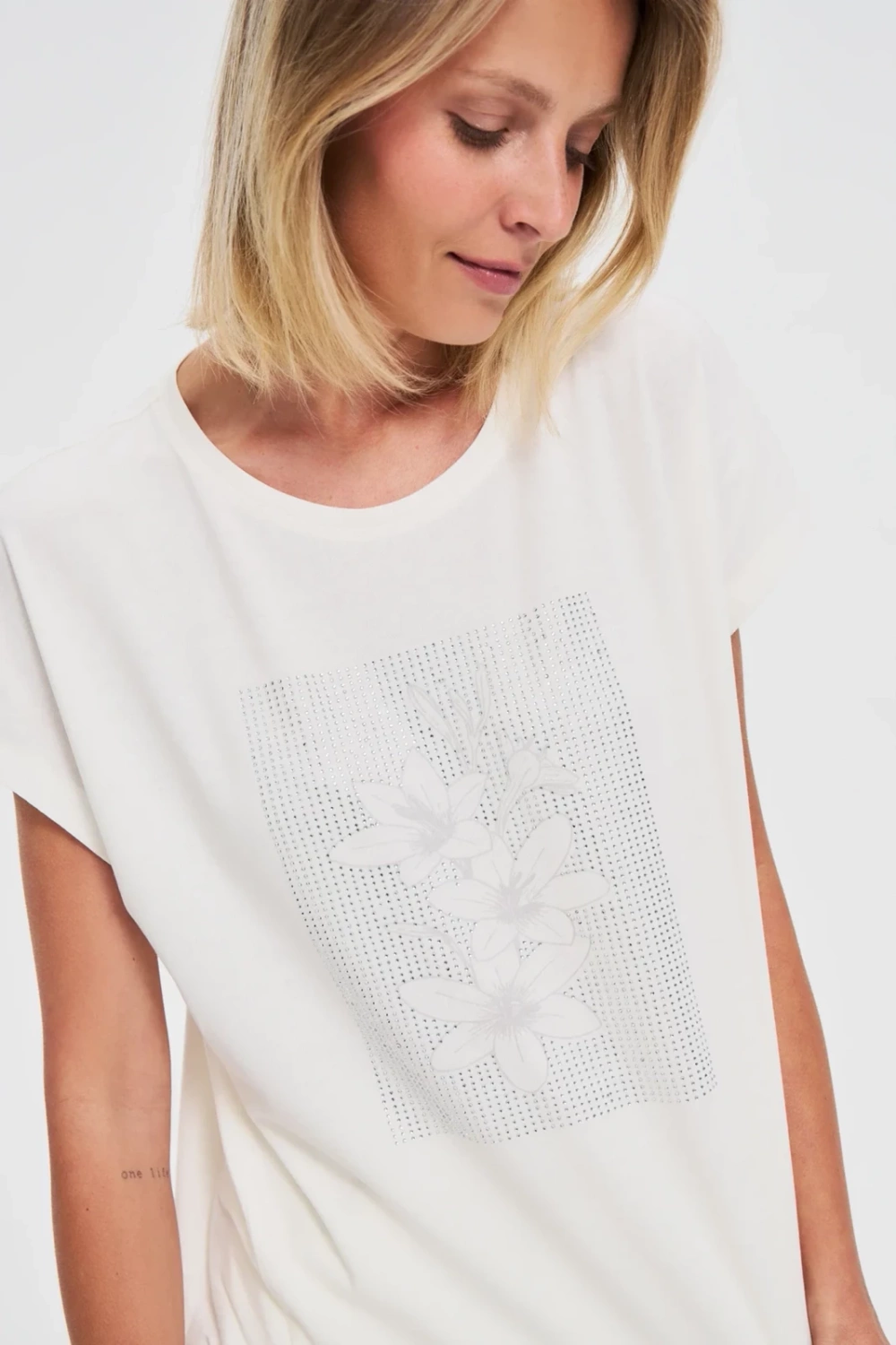 Marisse Cotton Blouse With Print, White