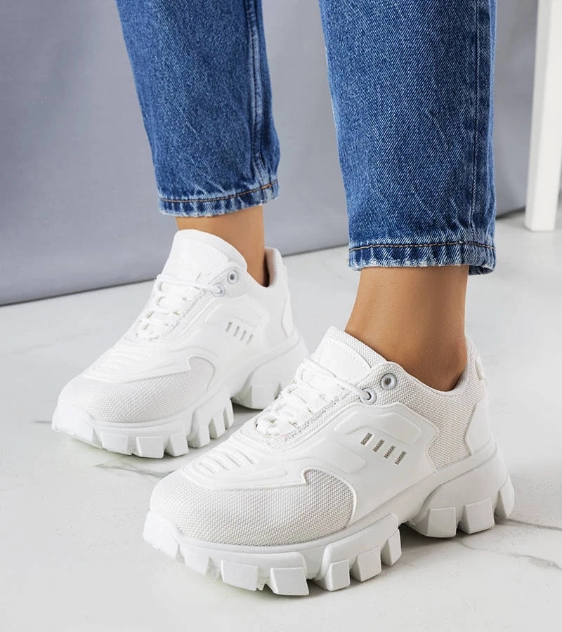 Gemre Adidași albi pe talpă Inez solidă