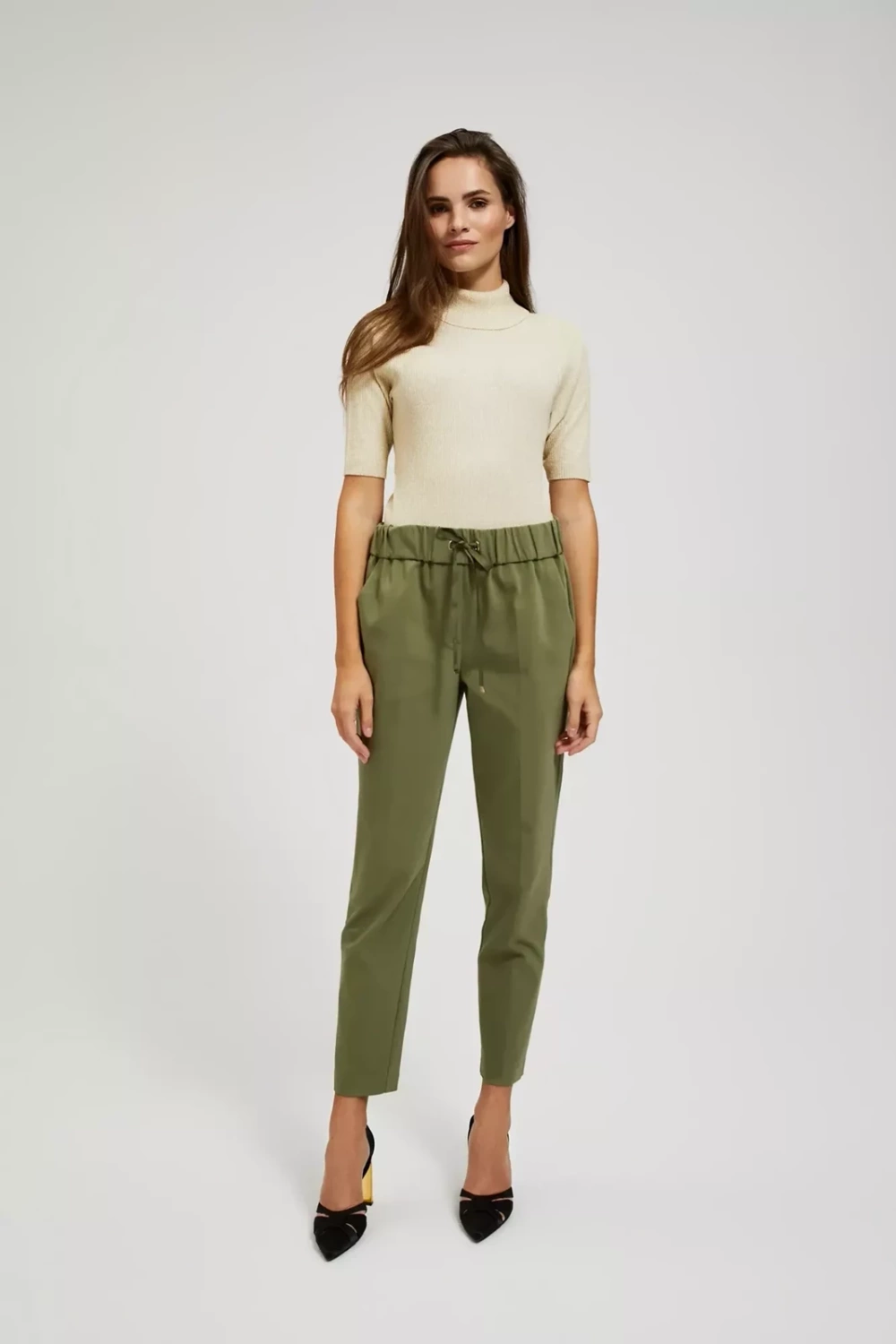 Marisse Turtleneck Sweater Decorated With Pearl Metallic Thread