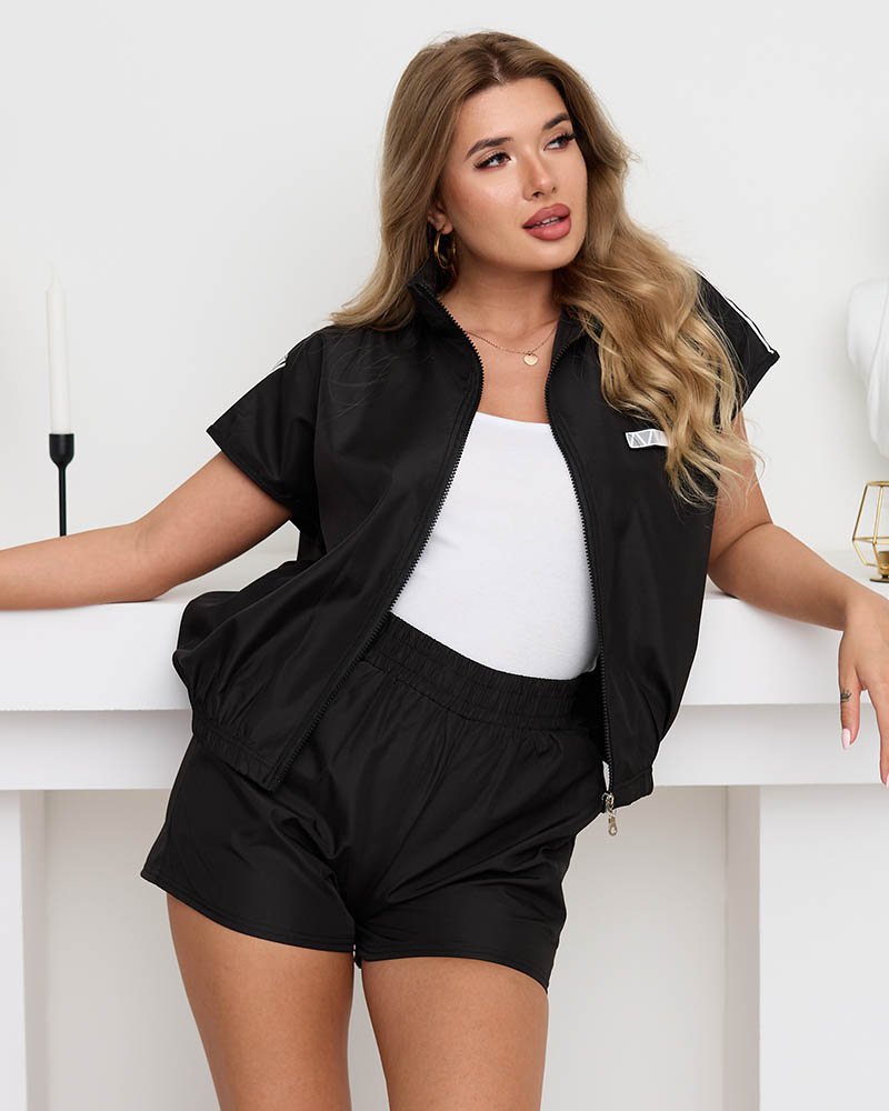 Resti Women's black sports zip-up sweat suit - Clothing