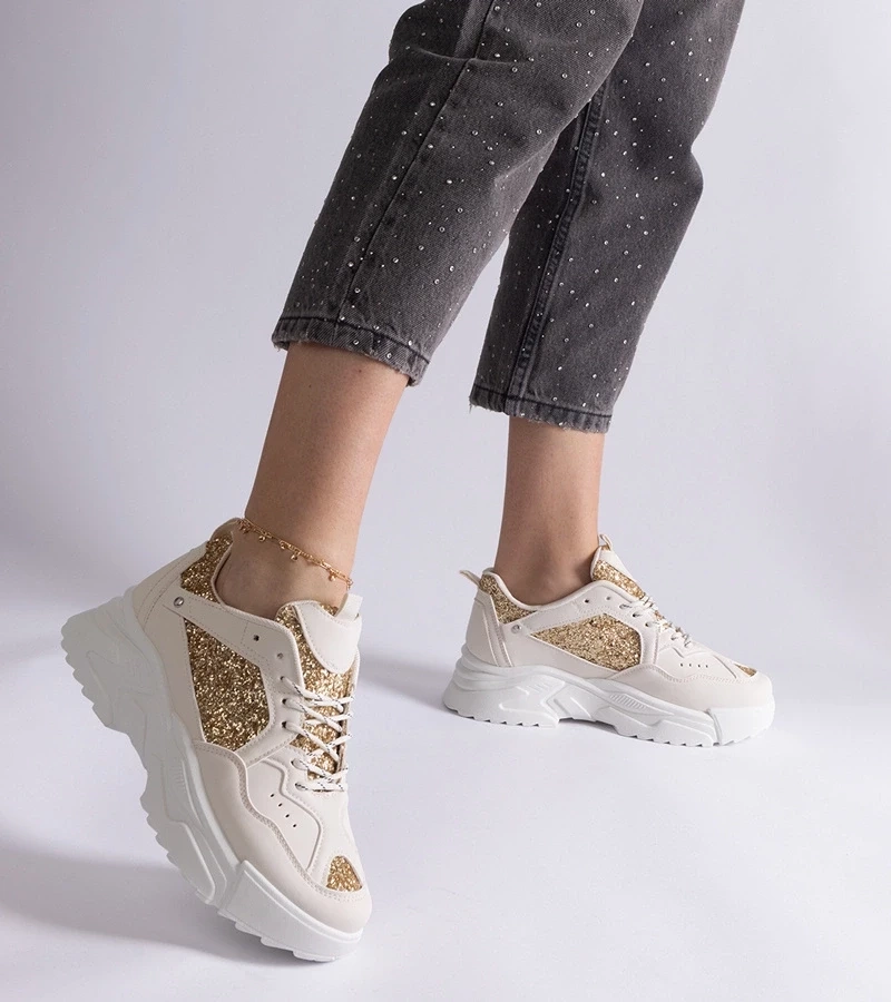 Gemre Adidași bej pentru femei cu inserții sclipitoare Caraballo