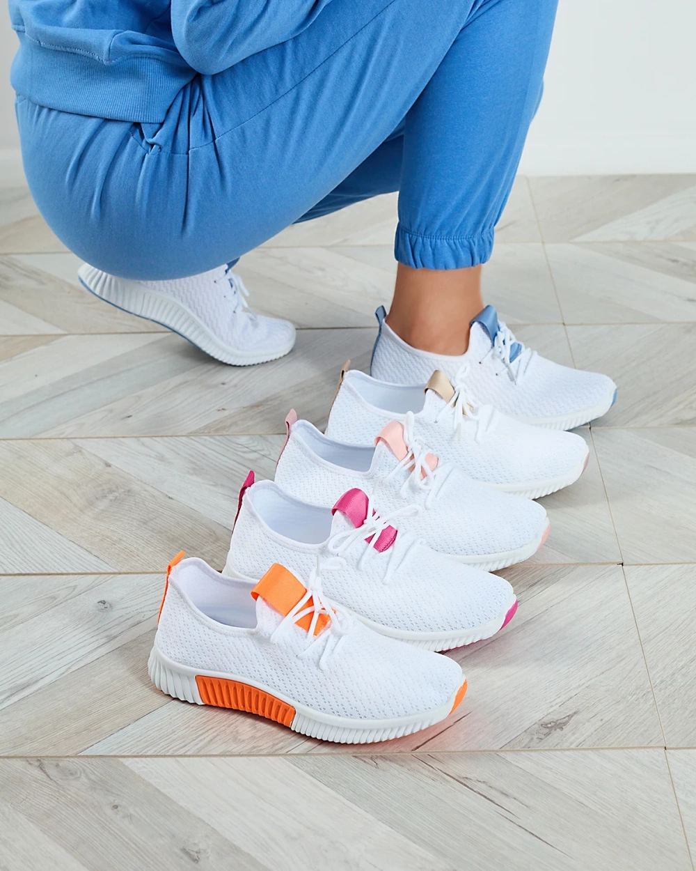Resti White women&#039;s sports shoes with brown inserts Kedeti - Footwear