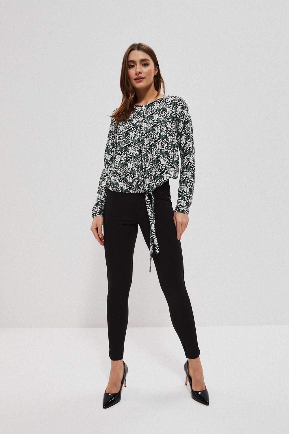 Marisse Shirt With A Plant Print L-Ko-3709 Black