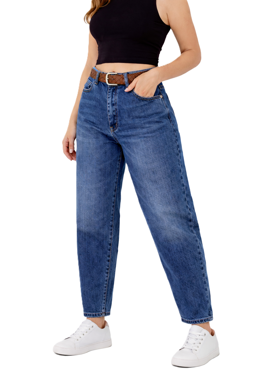 M.Sara - Дамски дънки с висока талия, кройка Mom Fit