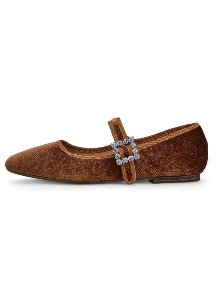 Resti Women&#039;s ballerinas a&#039; la velvet with a buckle and strap Enribes