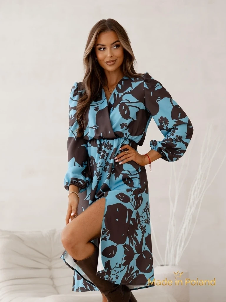 Resti Afrodyta Blu Oceano Dress – blue midi, long sleeves, classic style