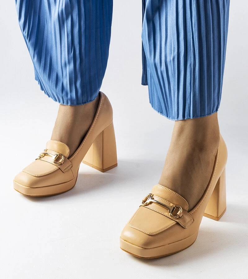 Gemre Pantofi stiletto bej geometric Blaiss