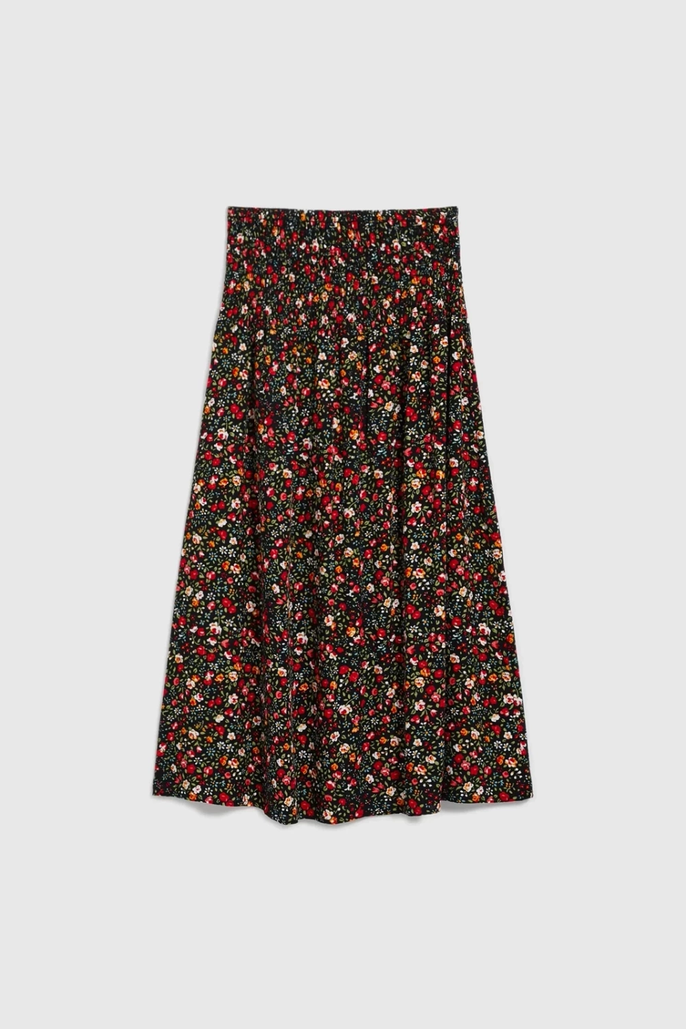 Marisse Black Floral Midi Skirt