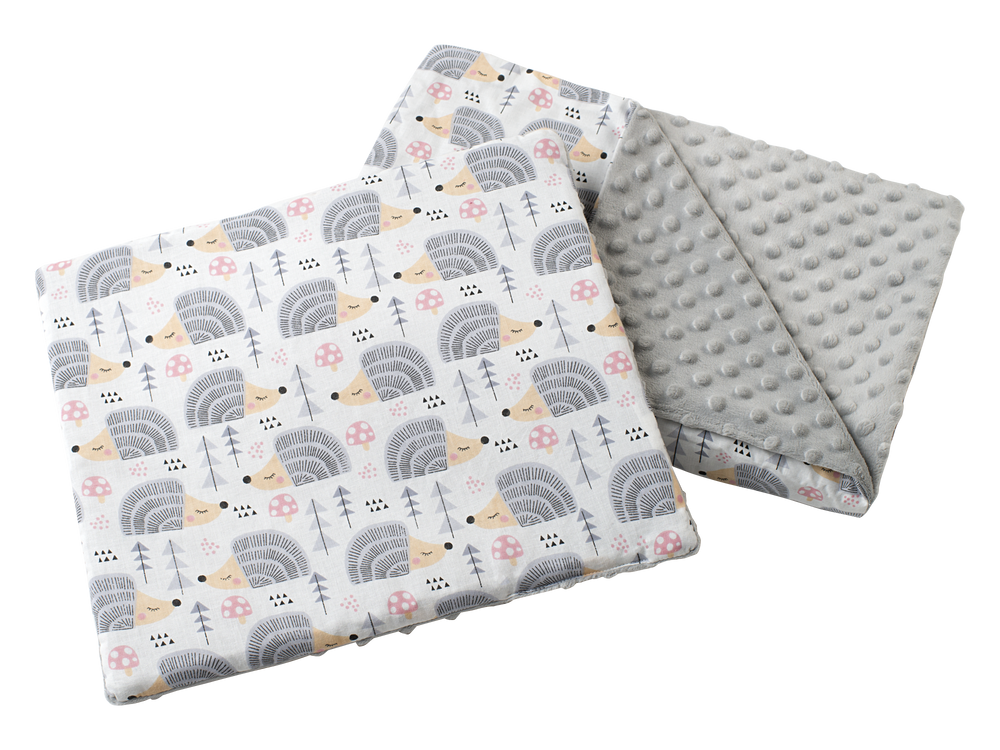 Medi Partners Quilt 55x75 + pillow 35x30 cotton + minky – Gray Hedgehogs + gray minky