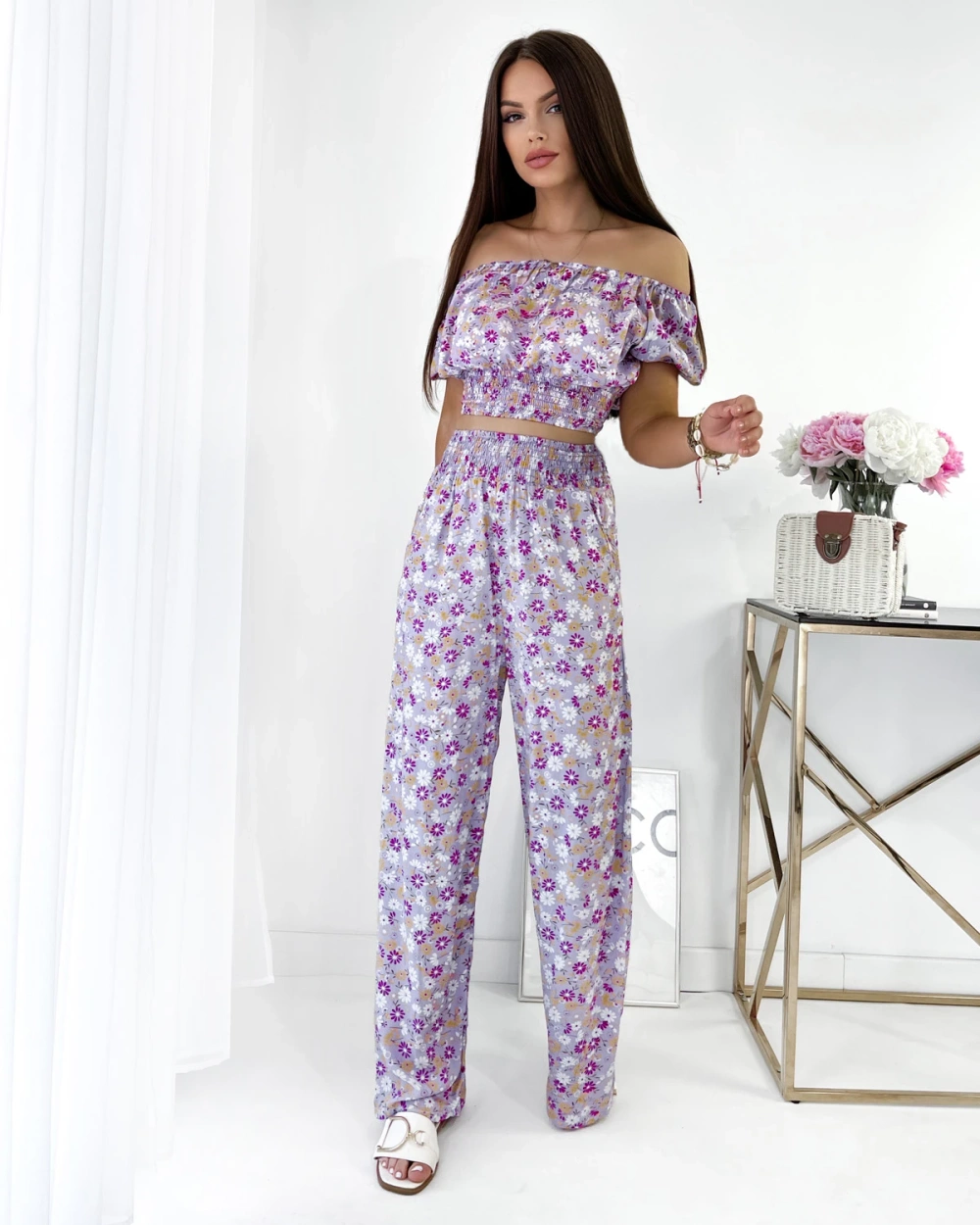 Resti Purple two-piece women's floral set